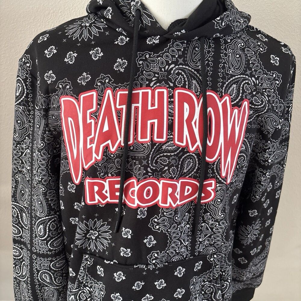 Death Row Records Paisley Chennile Applique Hoodie Black Men’s Size Small